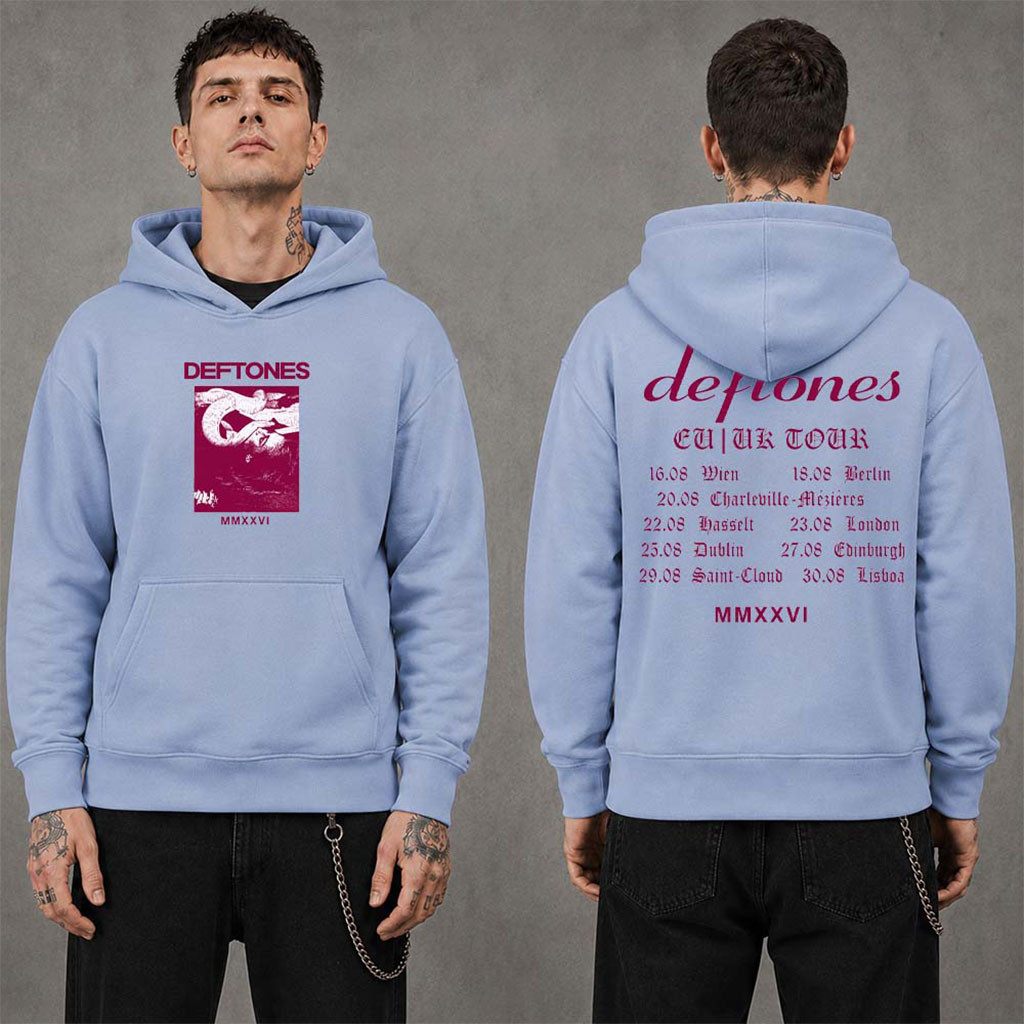 Deftones EU And UK 2026 Tour Blue Hoodie Deftones Merch Gifts For Music Fans