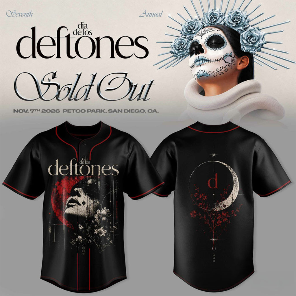 Deftones Merch 2026 Seventh Annual Dia De Los Deftones Dark Surrealist Art Baseball Jersey Black Deftones Merch 2026 Seventh Annual Dia De Los Deftones Dark Surrealist Art Baseball Jersey Black