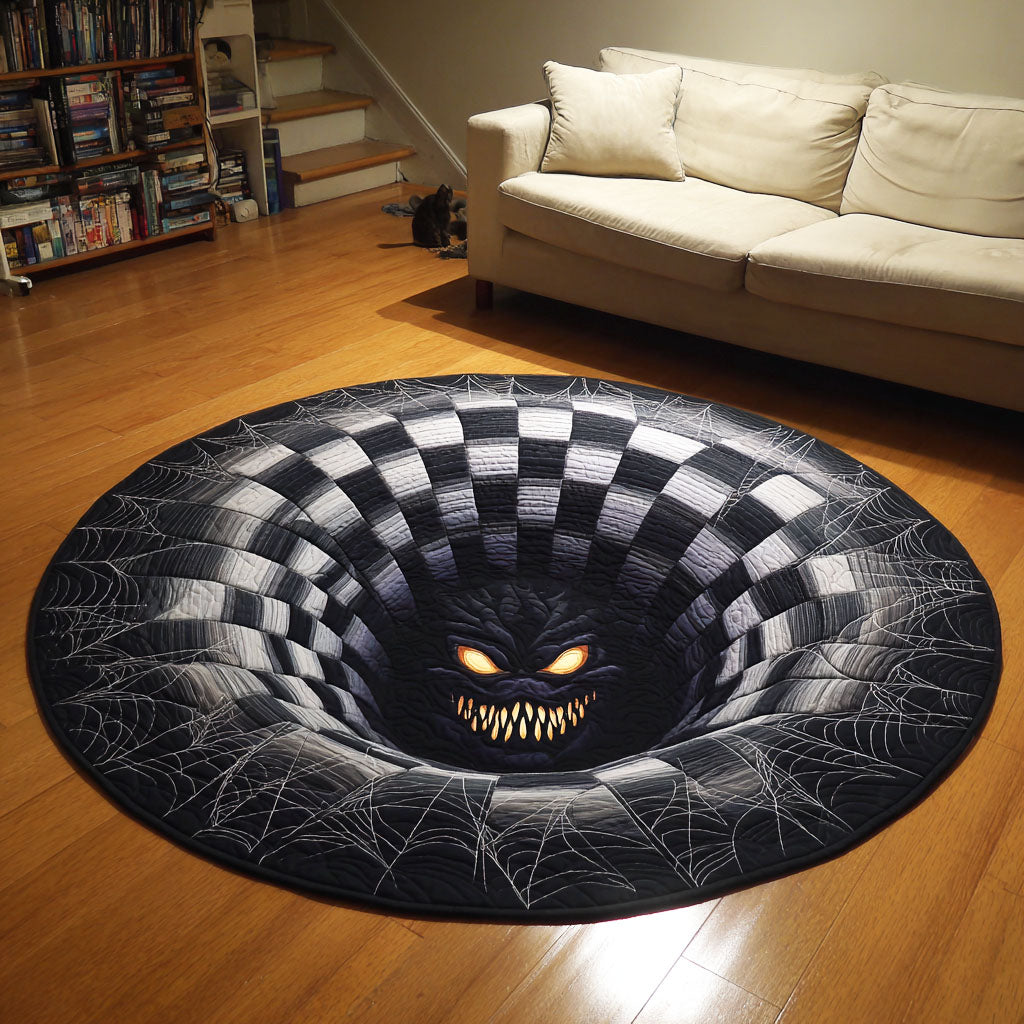Demon Lurks Deep Quilted Round Mat Halloween Living Room Decor Good Housewarming Gifts
