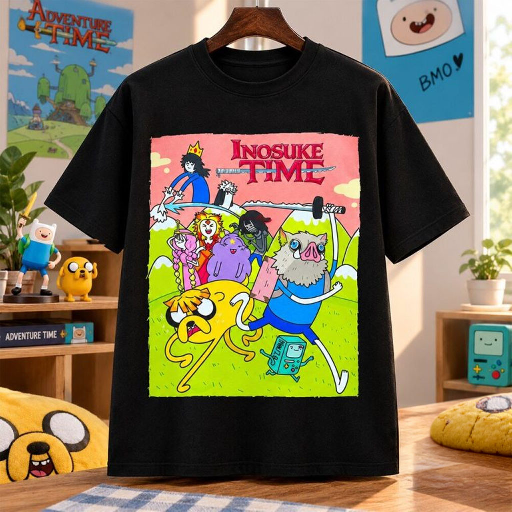 Demon Slayer X Adventure Time Inosuke Time T-Shirt Anime Lover Gift For Brothers