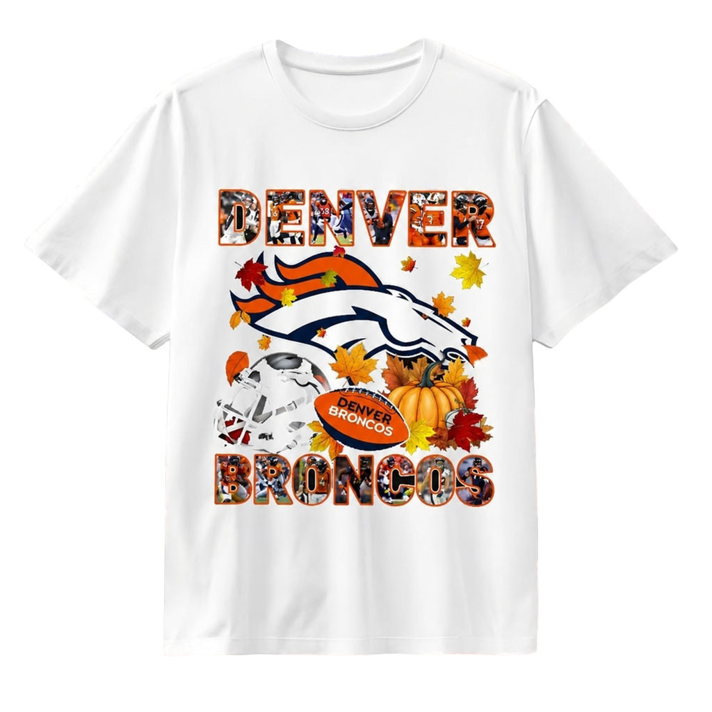 Denver Broncos Autumn Fall Pumpkin Graphic T-Shirt Denver Broncos Merch Gift For Football Fans