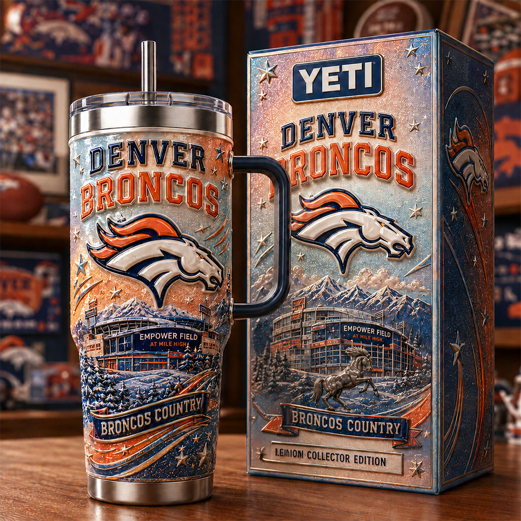 Denver Broncos Empower Field At Mile High Tumbler Denver Broncos Merch Football Fan Gifts