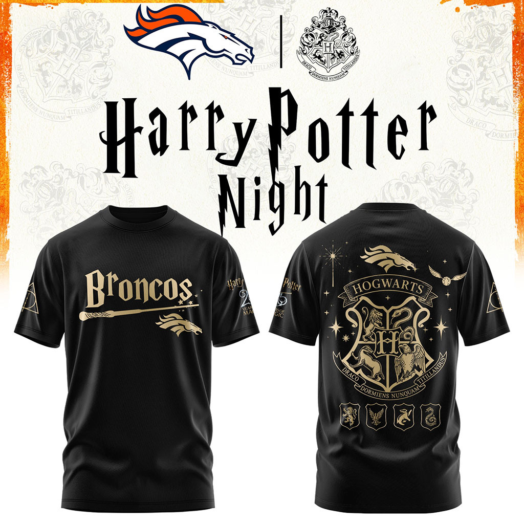 Denver Broncos Football Harry Potter 25th Anniversary T-Shirt 2026 Broncos Merch Fan Gifts Denver Broncos Football Harry Potter 25th Anniversary T-Shirt 2026 Broncos Merch Fan Gifts