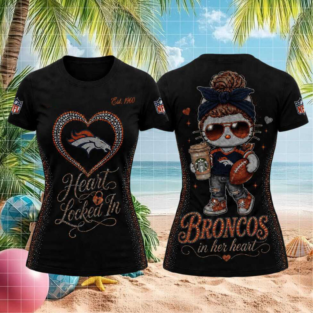 Denver Broncos Football Kitty Mascot Heart Locked In Shirt Denver Broncos Merch Her Gifts Denver Broncos Football Kitty Mascot Heart Locked In Shirt Denver Broncos Merch Her Gifts