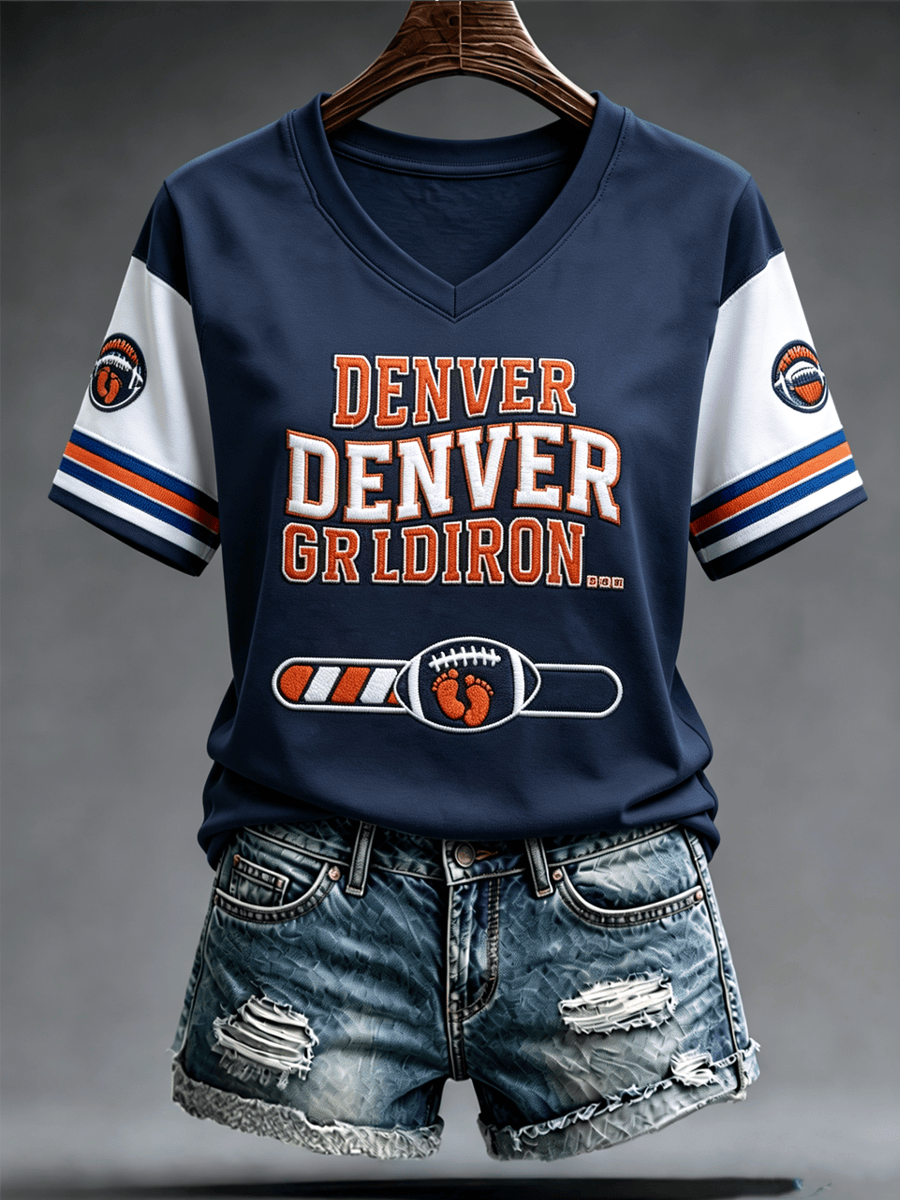 Denver Broncos Merch Denver Football Game Day V-Neck T-Shirt Tailgate Party Fan Gift