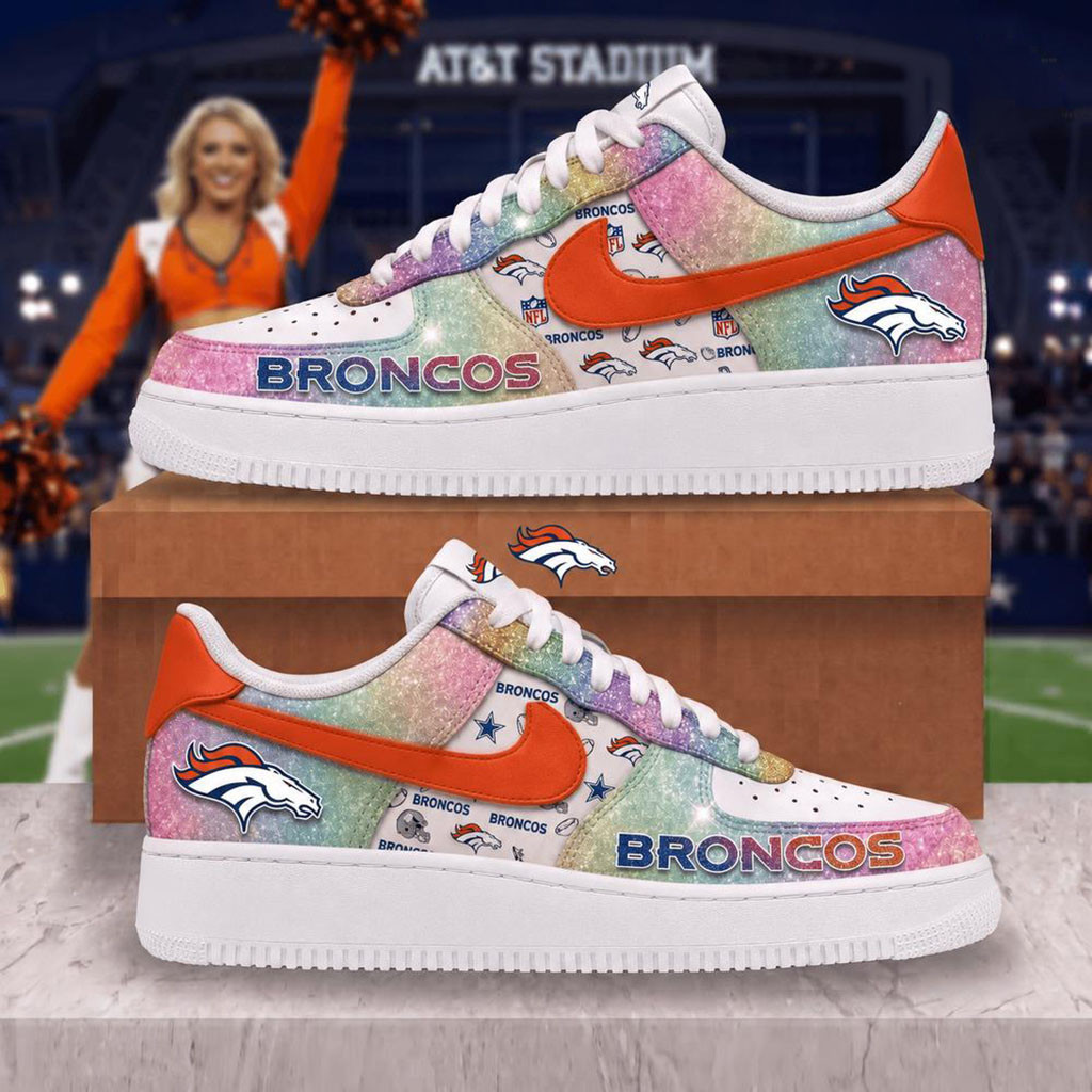 Denver Broncos Pastel Rainbow Shoes Sneakers Denver Broncos Merch Football Fan Gifts