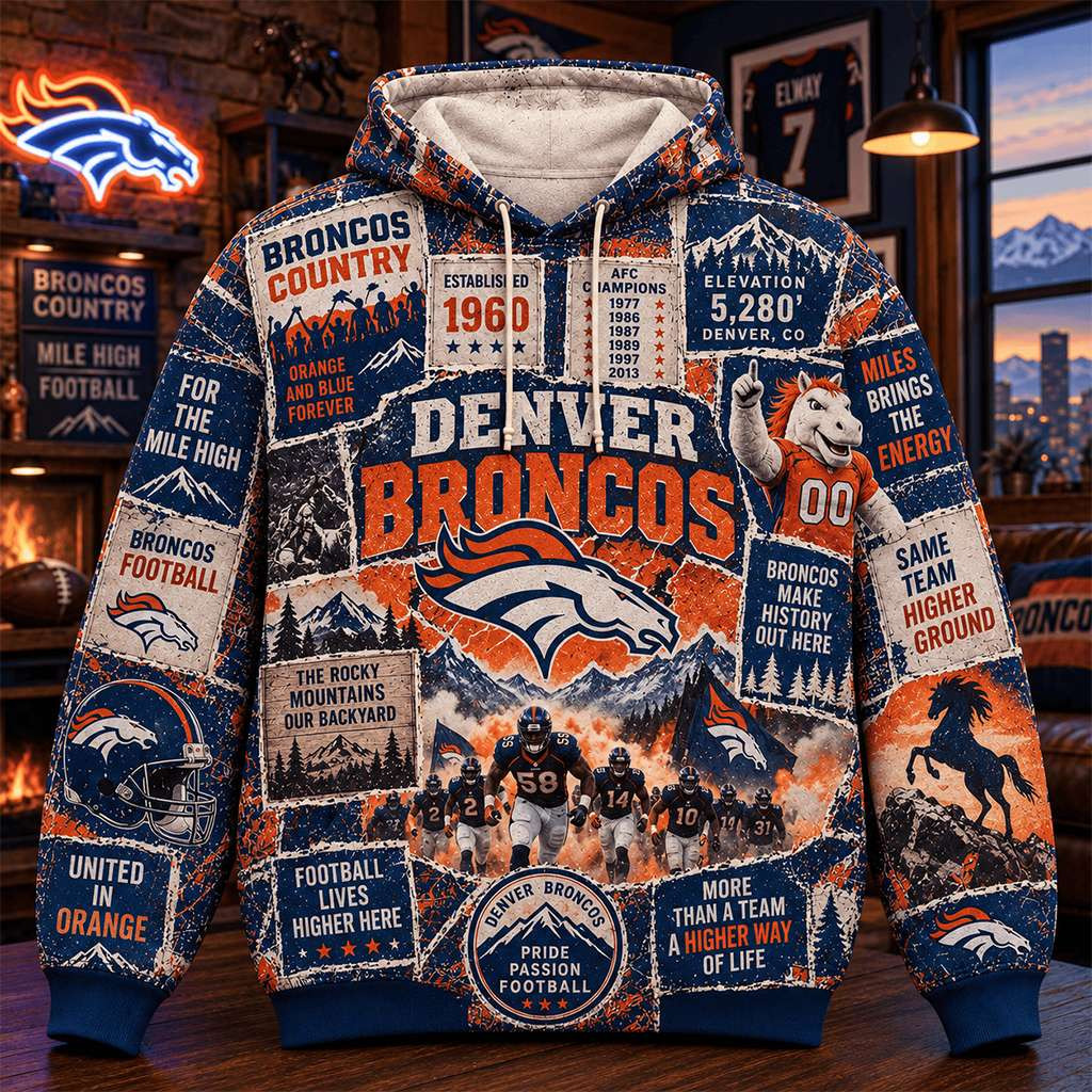 Denver Broncos Pride Passion Football Hoodie Game Day Hoodie Denver Broncos Merch Fan Gifts