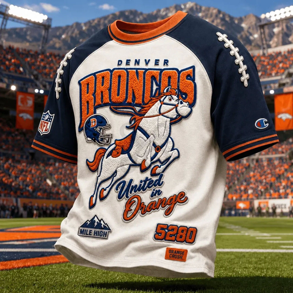 Denver Broncos X Maximus T-Shirt United In Orange Shirt Disney X NFL Collab Broncos Merch