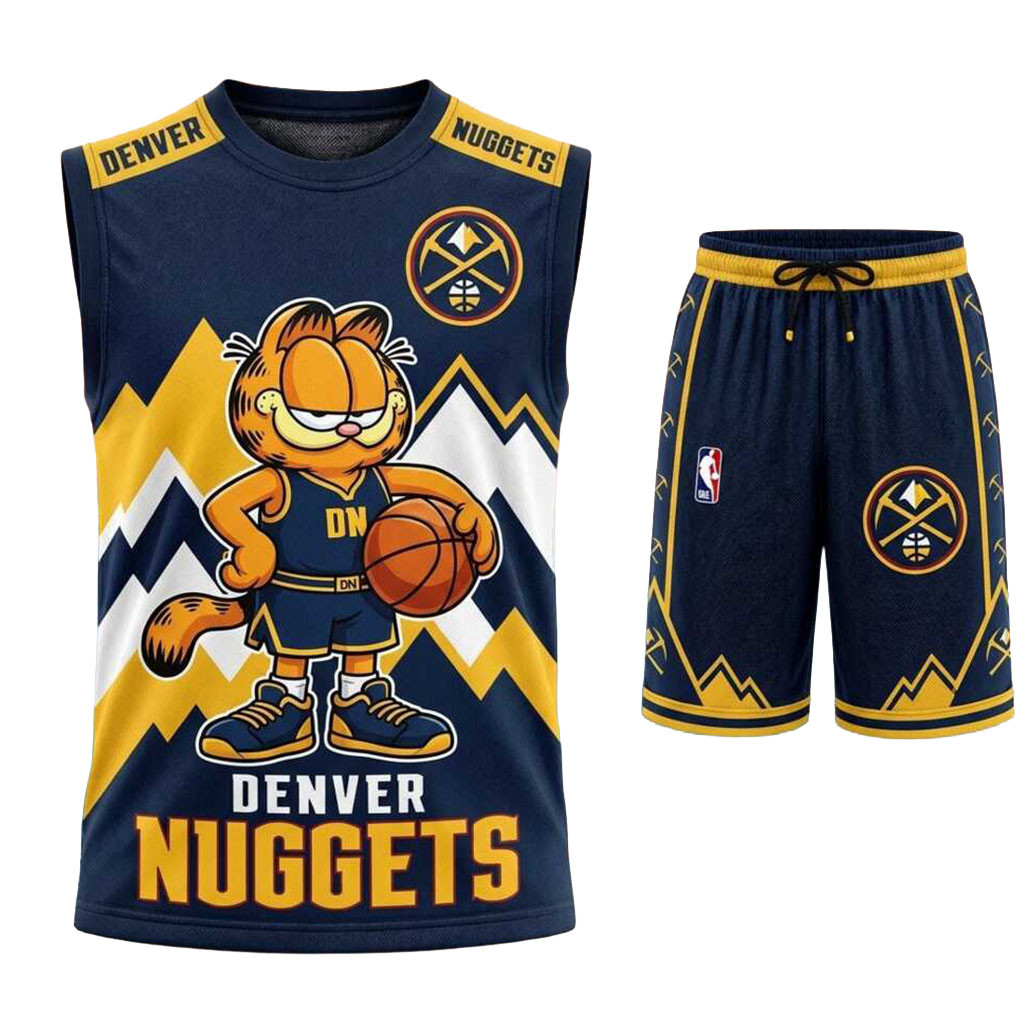 Denver Nuggets Garfield Halloween Basketball Muscle Tank And Shorts Nuggets Merch Son Gifts