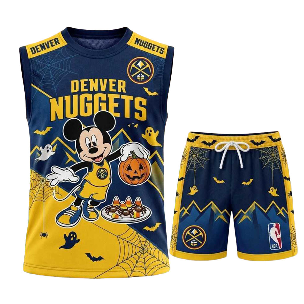Denver Nuggets Mickey Mouse Halloween Basketball Muscle Tank And Shorts Nuggets Merch Fan Gifts Denver Nuggets Mickey Mouse Halloween Basketball Muscle Tank And Shorts Nuggets Merch Fan Gifts