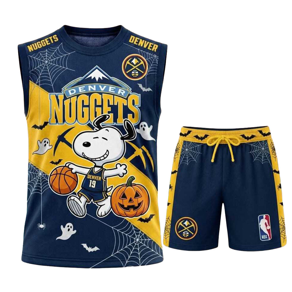 Denver Nuggets Snoopy Halloween Basketball Muscle Tank And Shorts Denver Nuggets Merch Him Gifts