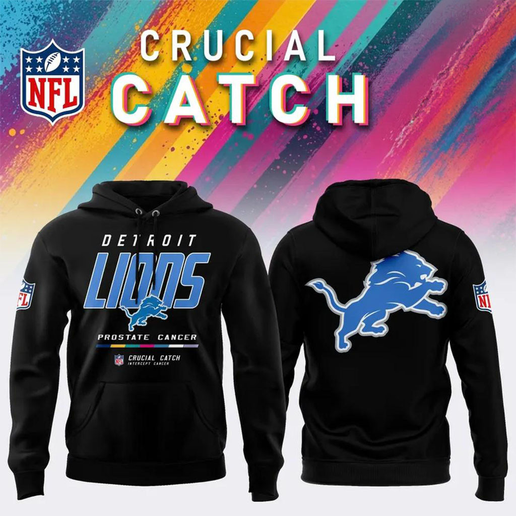 Detroit Lions 2026 Crucial Catch Intercept Cancer Hoodie NFL Crucial Catch Merch Football Clothing