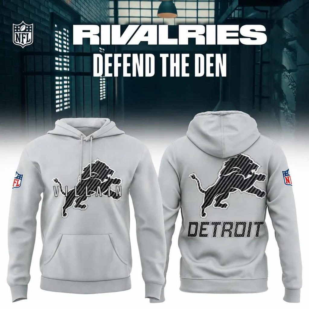 Detroit Lions Defend The Den 2026 Rivalries Graphic Hoodie Lions Merch Football Fan Gift Ideas