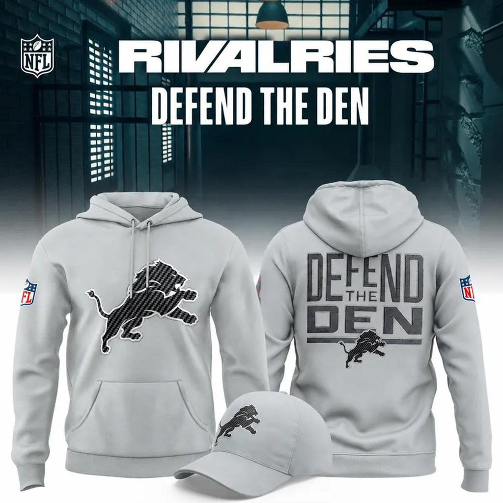 Detroit Lions Defend The Den 2026 Rivalries Graphic Hoodie Lions Merch Gifts For Football Fan Detroit Lions Defend The Den 2026 Rivalries Graphic Hoodie Lions Merch Gifts For Football Fan