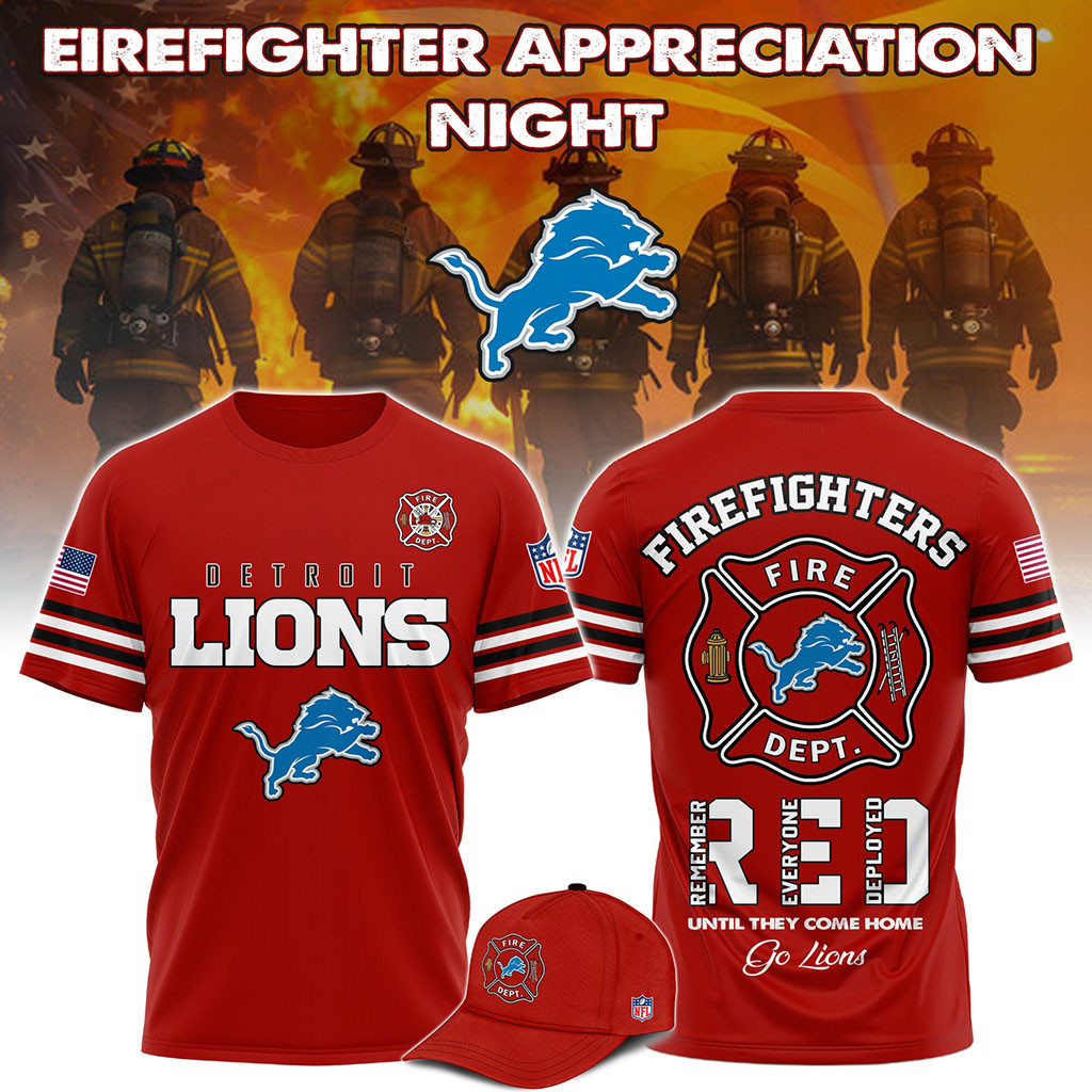 Detroit Lions Firefighter Appreciation Night 2026 T-Shirt Detroit Lions Merch Football Fan Gear