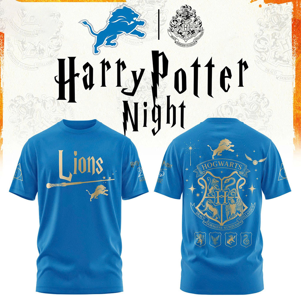 Detroit Lions Football Harry Potter 25th Anniversary T-Shirt 2026 Detroit Lions Merch Fan Gift