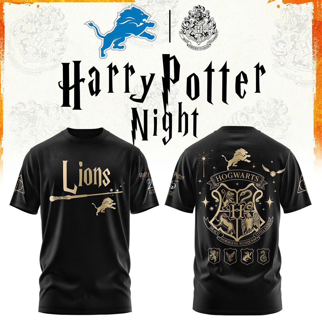 Detroit Lions Football Harry Potter 25th Anniversary T-Shirt 2026 Lions Merch Football Fan Gift