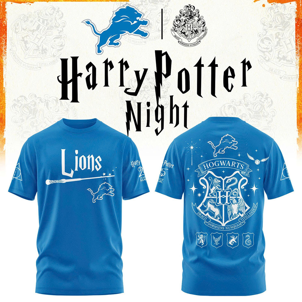 Detroit Lions Football Harry Potter 25th Anniversary T-Shirt 2026 Lions Merch Gifts For Fans Detroit Lions Football Harry Potter 25th Anniversary T-Shirt 2026 Lions Merch Gifts For Fans