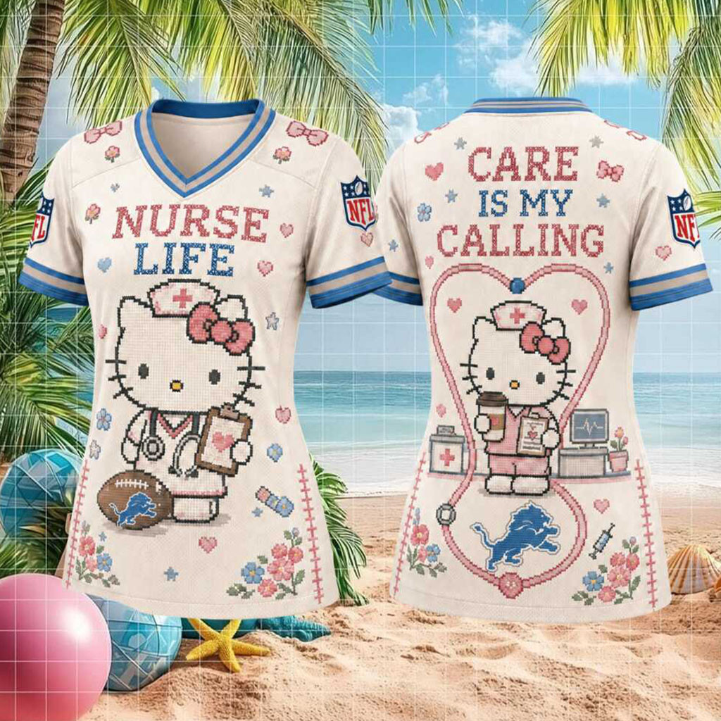 Detroit Lions Hello Kitty Nurse Life V-Neck Shirt Detroit Lions Merch Football Fan Gifts Ideas Detroit Lions Hello Kitty Nurse Life V-Neck Shirt Detroit Lions Merch Football Fan Gifts Ideas