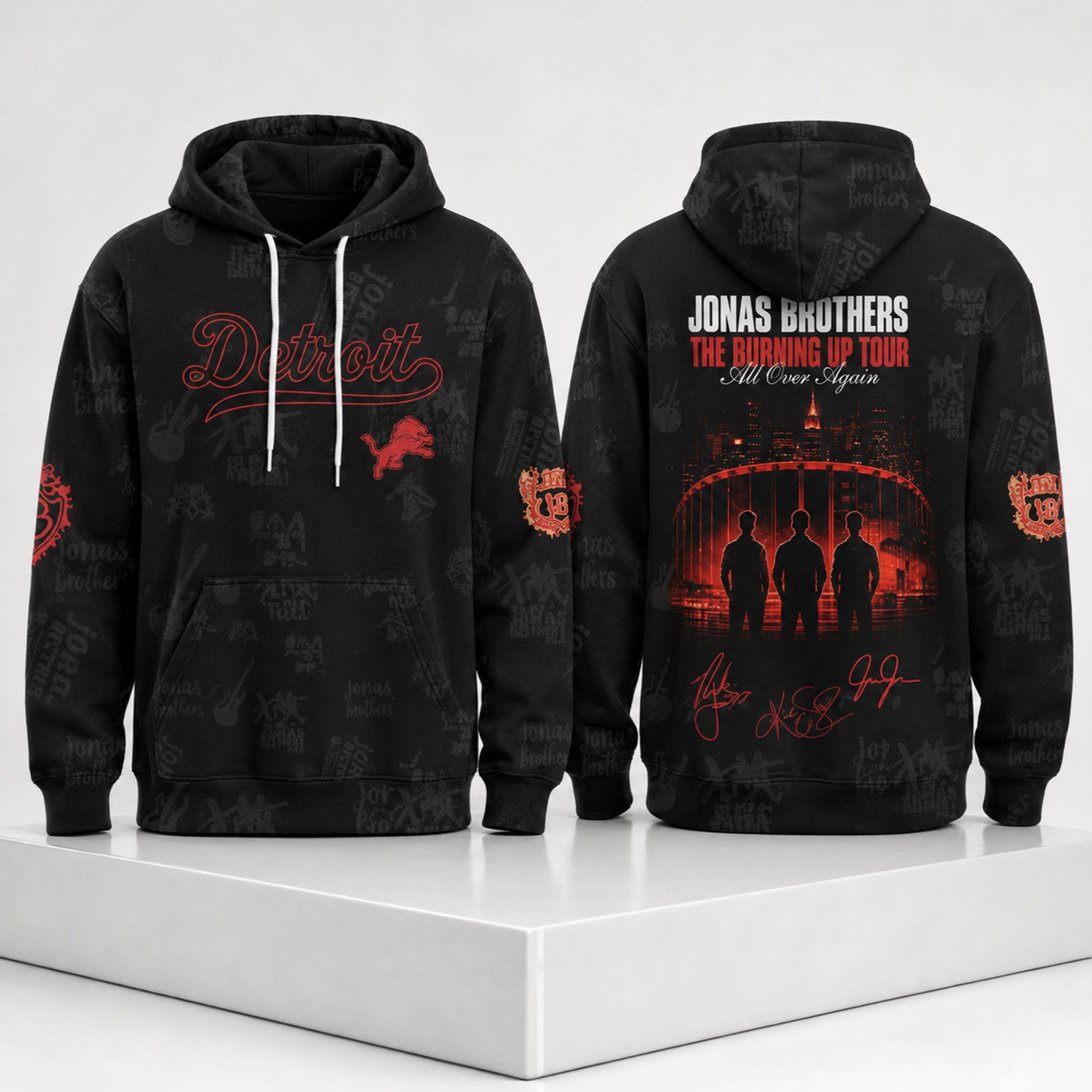 Detroit Lions Jonas Brothers The Burning Up Tour 2026 Hoodie Detroit Lions Merch Fan Gifts