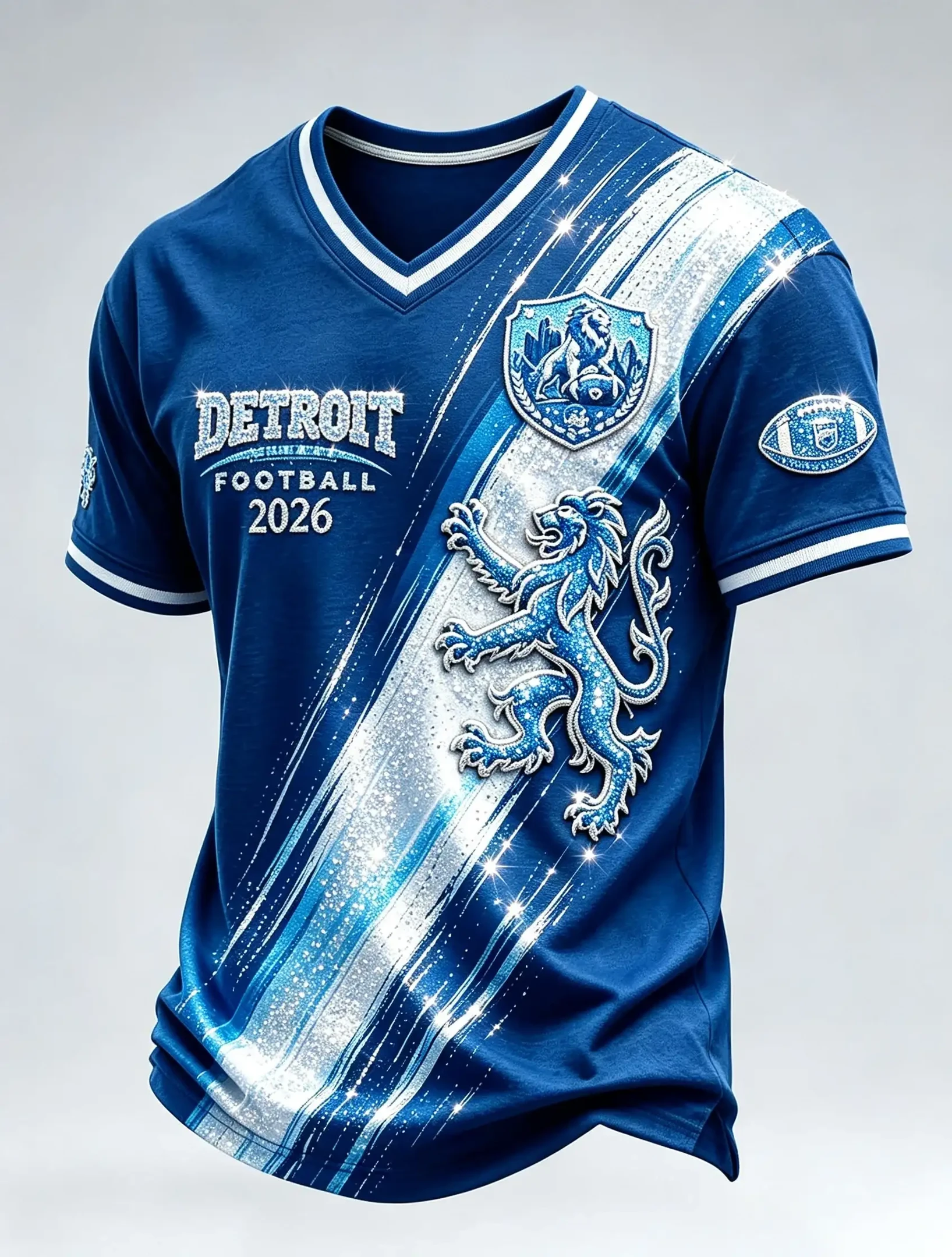 Detroit Lions Merch Football V-Neck T-Shirt Detroit Game Day Tailgate Apparel Gifts For Him Detroit Lions Merch Football V-Neck T-Shirt Detroit Game Day Tailgate Apparel Gifts For Him