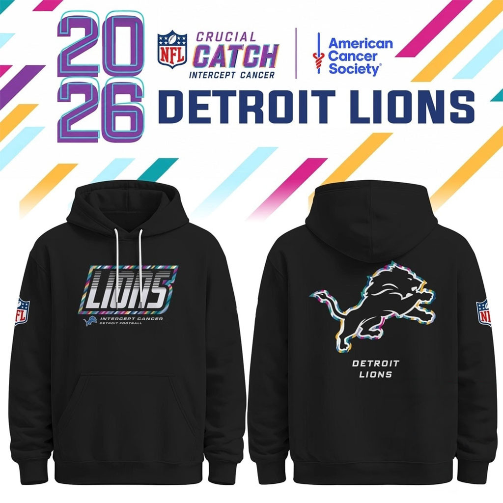 Detroit Lions NFL Crucial Catch 2026 Black Hoodie Detroit Lions Merch Football Related Gifts