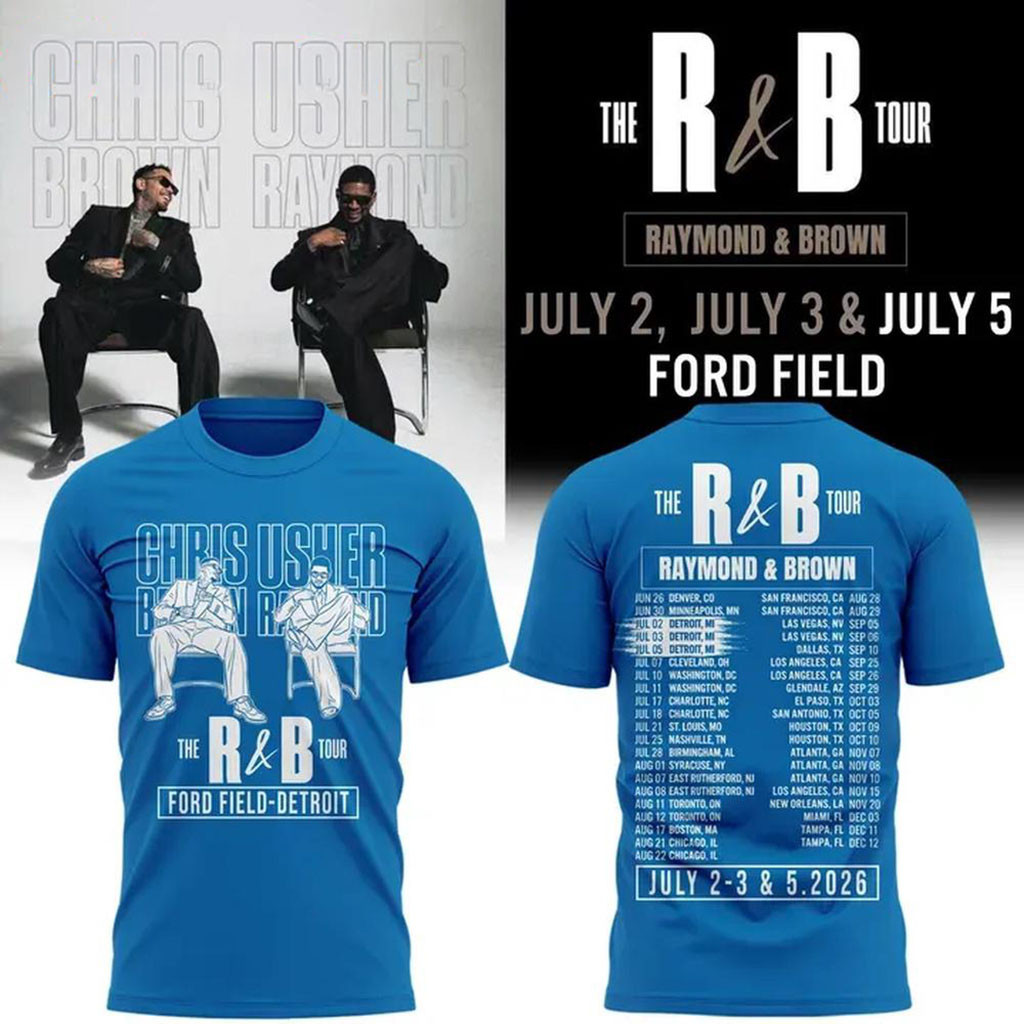 Detroit Lions X Chris Brown And Usher Merch The R&B Tour 2026 T-Shirt Gift For Music Lover