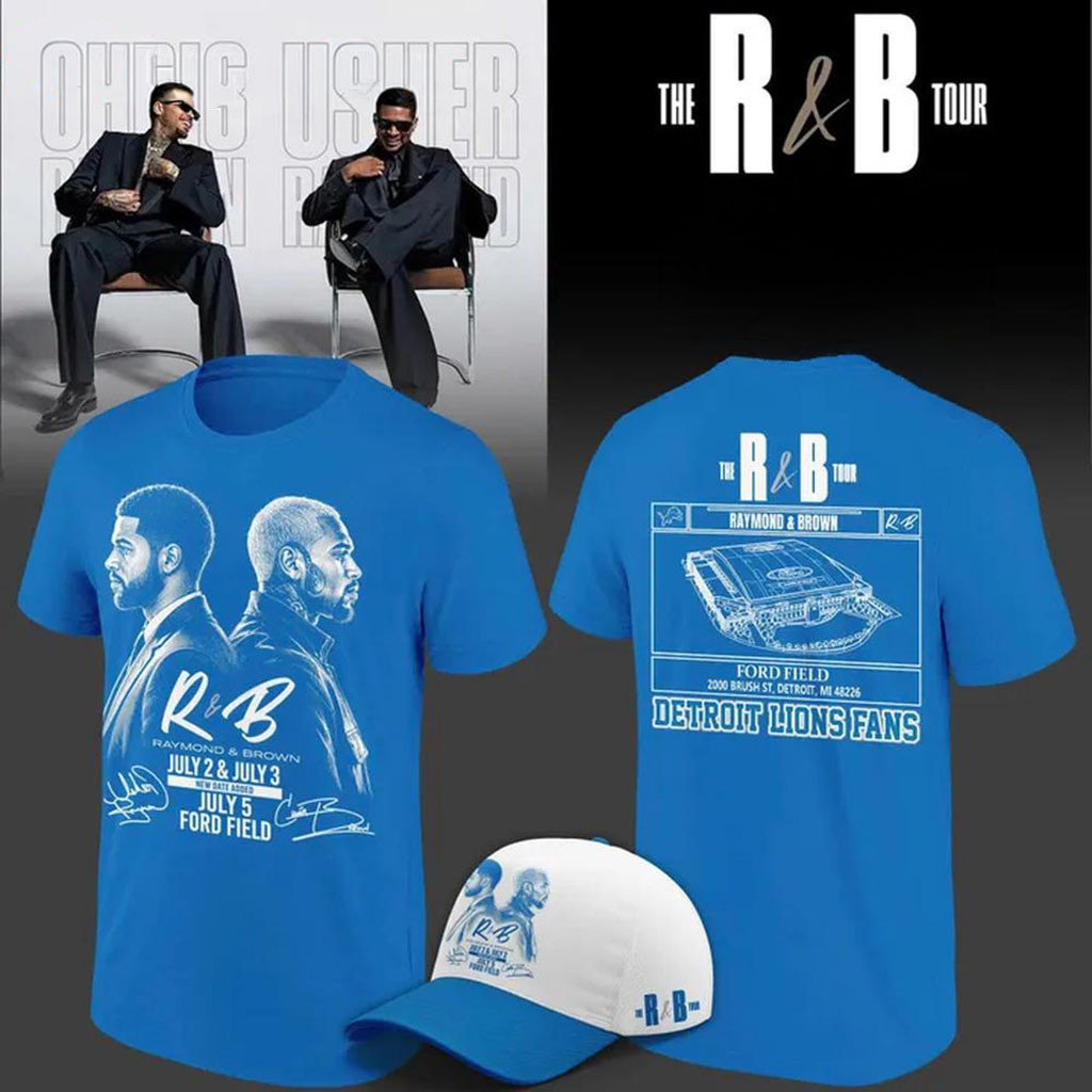 Detroit Lions X Chris Brown And Usher The R&B Tour 2026 T-Shirt Detroit Lions Merch Fan Gifts