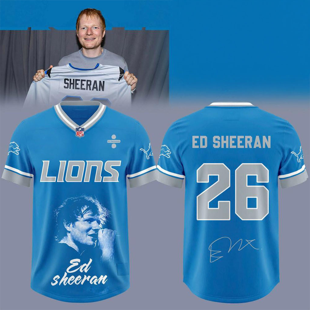 Detroit Lions X Ed Sheeran 2026 Football Jersey Detroit Lions Merch Football Gifts For Him