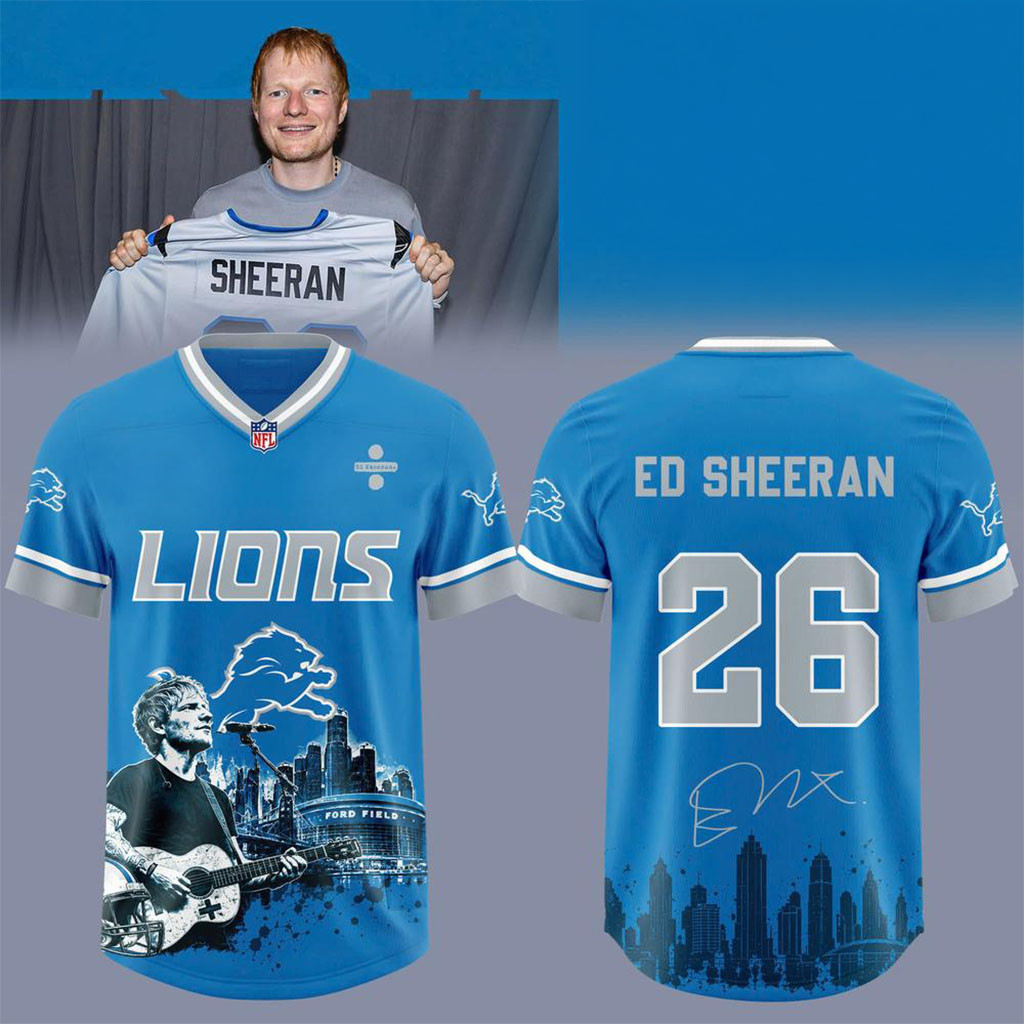 Detroit Lions X Ed Sheeran Edition 2026 Graphic Football Jersey Detroit Lions Merch Signed