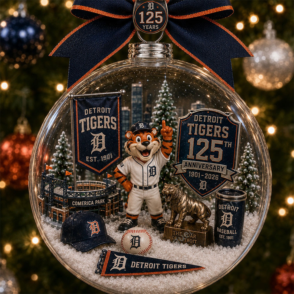 Detroit Tigers 125th Anniversary 1901-2026 Globe Ornament Detroit Tigers Merch Xmas Tree Decor Detroit Tigers 125th Anniversary 1901-2026 Globe Ornament Detroit Tigers Merch Xmas Tree Decor