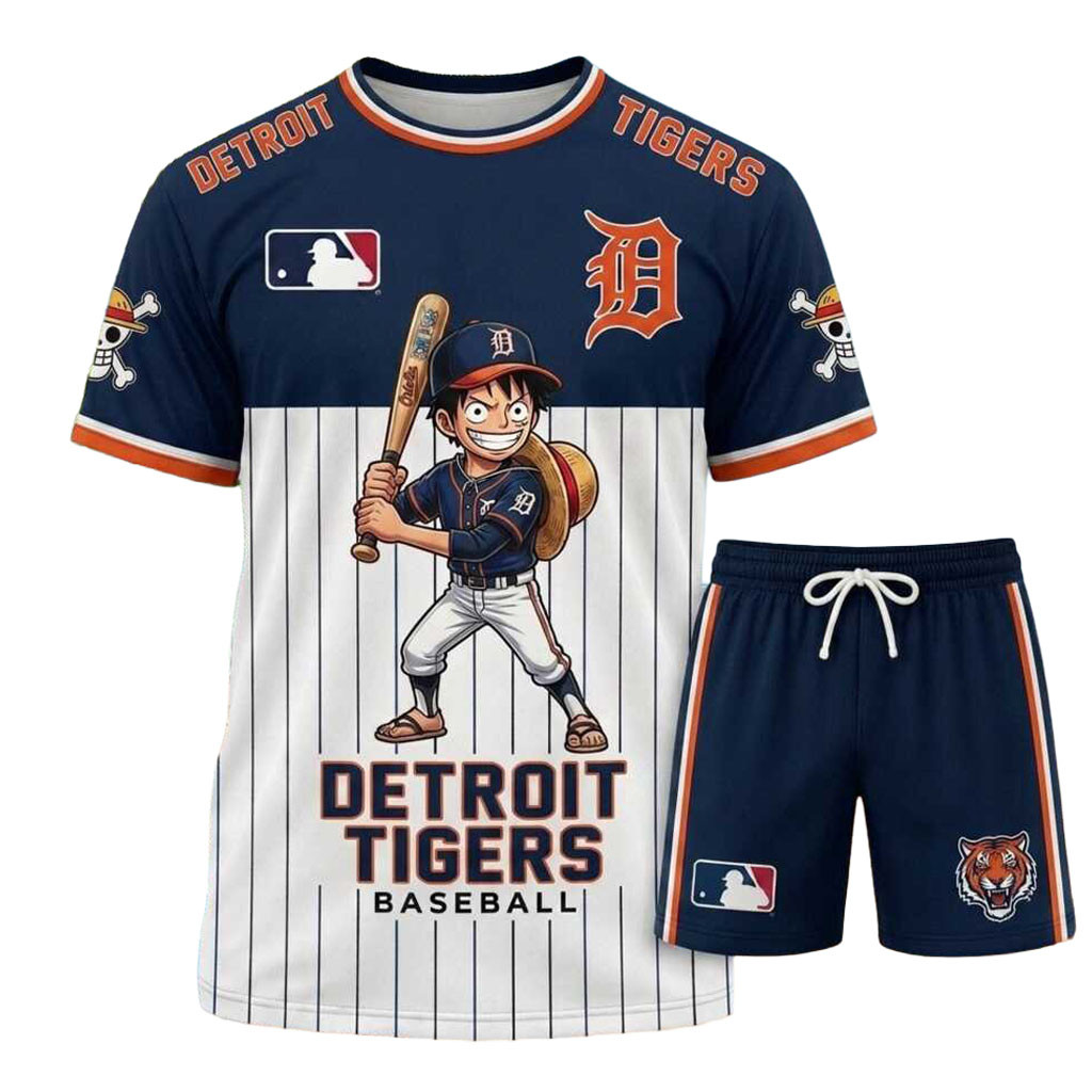 Detroit Tigers Anime Character Shirt And Shorts Detroit Tigers Merch Gifts For Baseball Fans