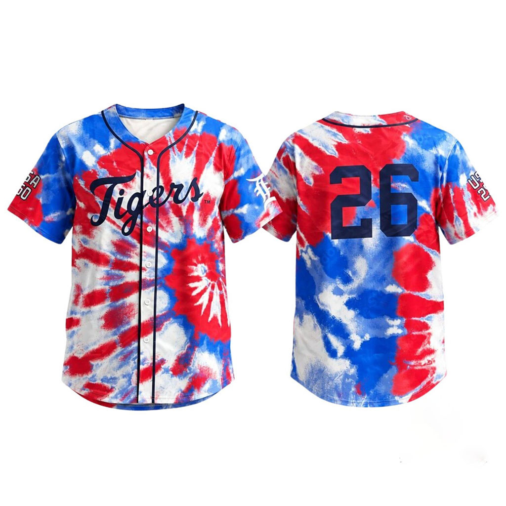 Detroit Tigers USA 250 Tie Dye Jersey Detroit Tigers Merch Football Enthusiast Gifts Detroit Tigers USA 250 Tie Dye Jersey Detroit Tigers Merch Football Enthusiast Gifts