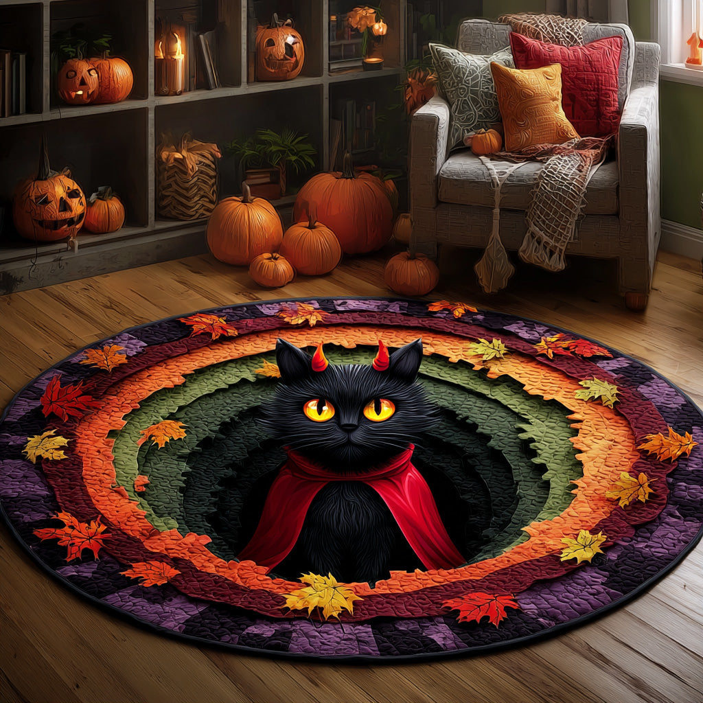 Devil Whiskers Quilted Round Mat Creepy Home Decor Unique Housewarming Gifts