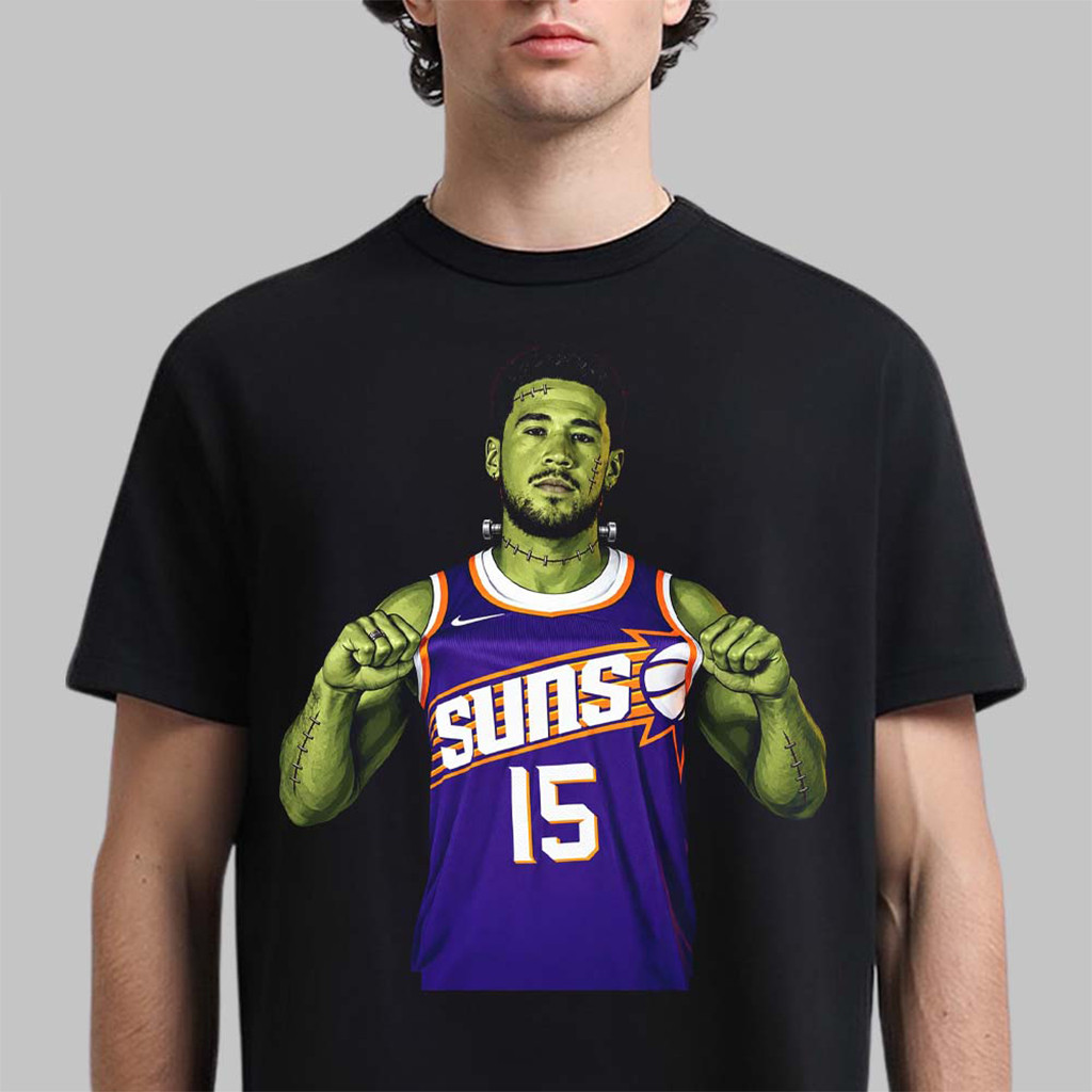 Devin Booker Phoenix Suns X Book 2 Halloween Frankenstein Booker Promo Art T-Shirt Fan Merch Devin Booker Phoenix Suns X Book 2 Halloween Frankenstein Booker Promo Art T-Shirt Fan Merch