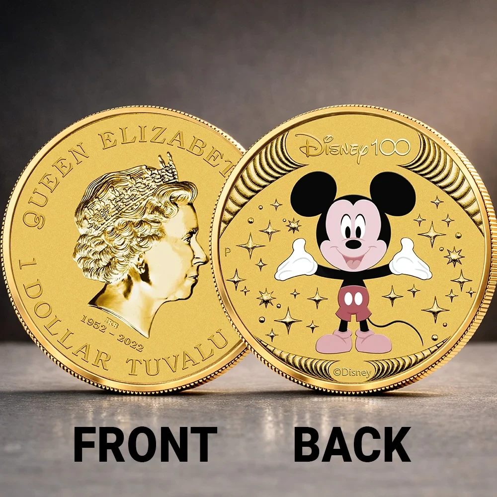Disney 100th Anniversary Commemorative Coin Queen Elizabeth Mickey Mouse Coin Disney Merch