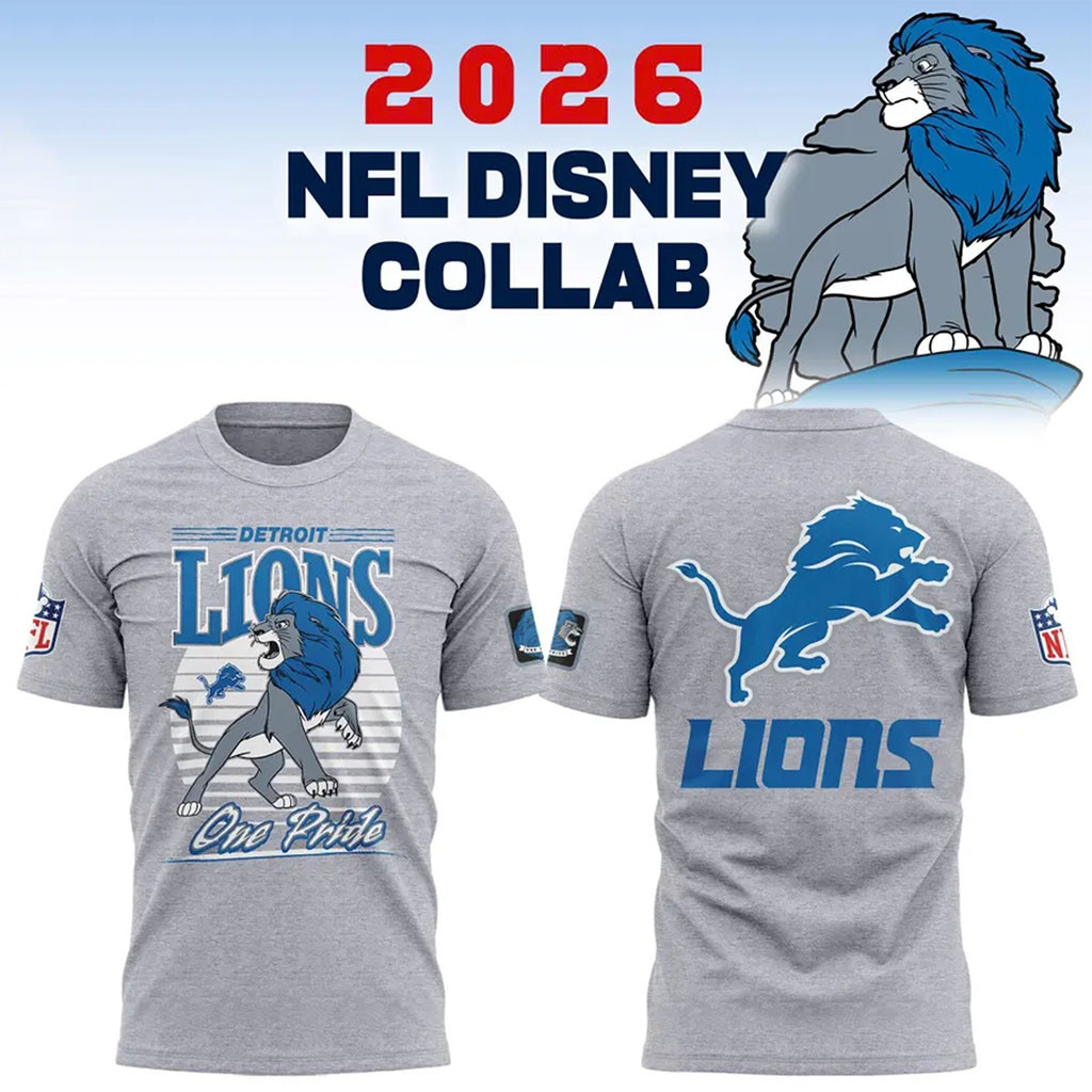 Disney x Detroit Lions 2026 Collab Graphic Shirt Lions Merch Best Gifts For Football Fans