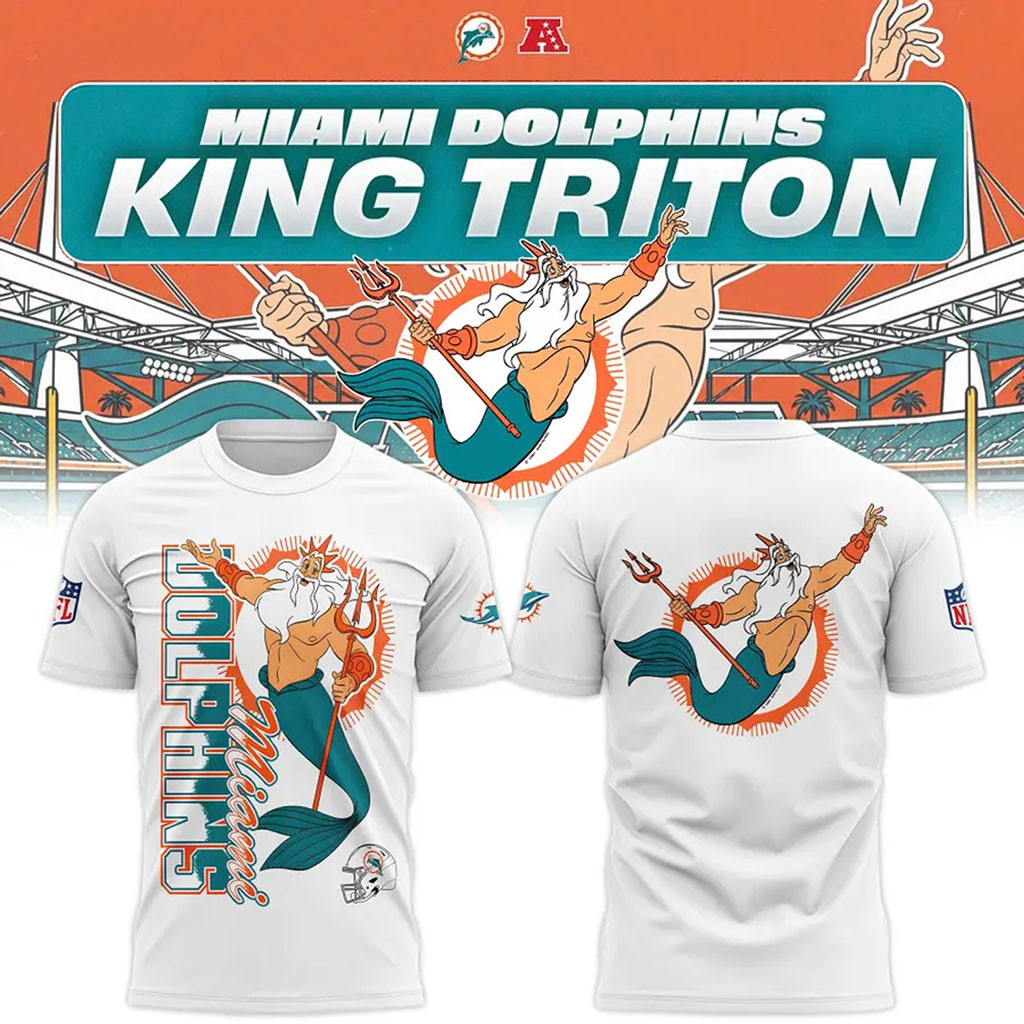 Disney x Miami Dolphins 2026 Collab King Triton Shirt Dolphins Merch Football Fan Gear
