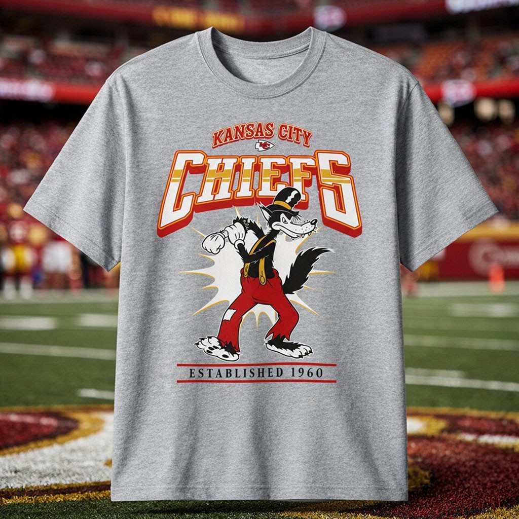 Disney X NFL Collab Kansas City Chiefs Big Bad Wolf Shirt KC Chiefs Merch Football Fan Gifts