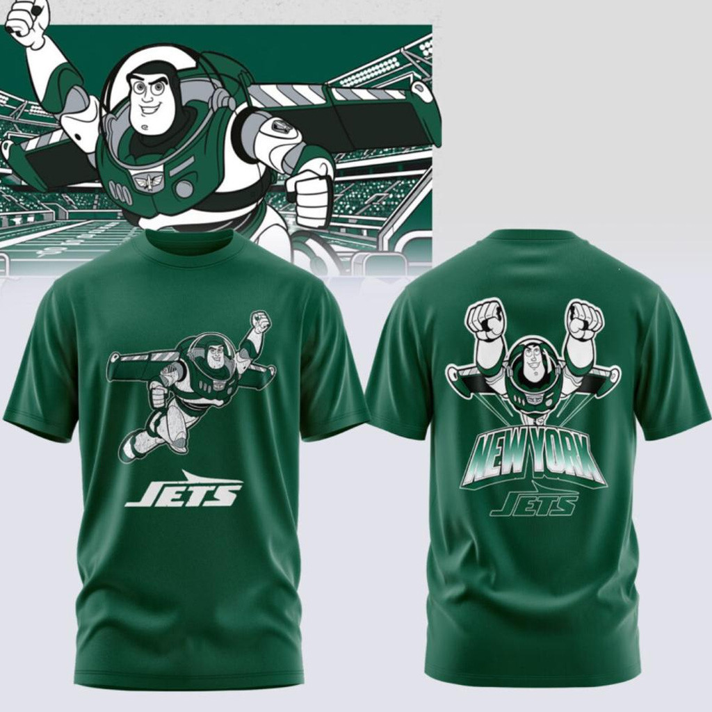 Disney X NFL Collab Merch New York Jets X Buzz Lightyear T-Shirt NY Jets Merch Gift For Fans Disney X NFL Collab Merch New York Jets X Buzz Lightyear T-Shirt NY Jets Merch Gift For Fans