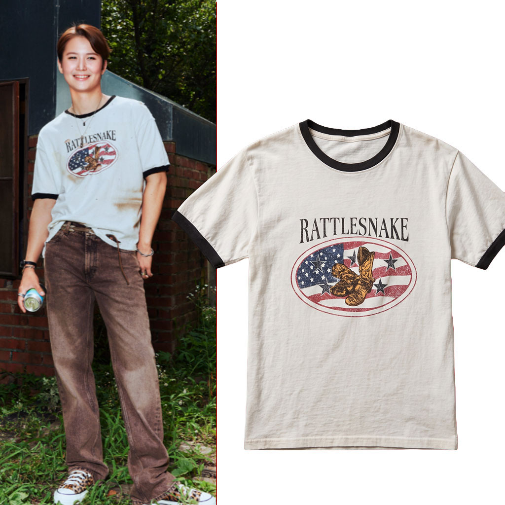 Doh Kyungsoo Rattlesnake American Flag Ringer T-Shirt Birthday Gift Ideas For BFF