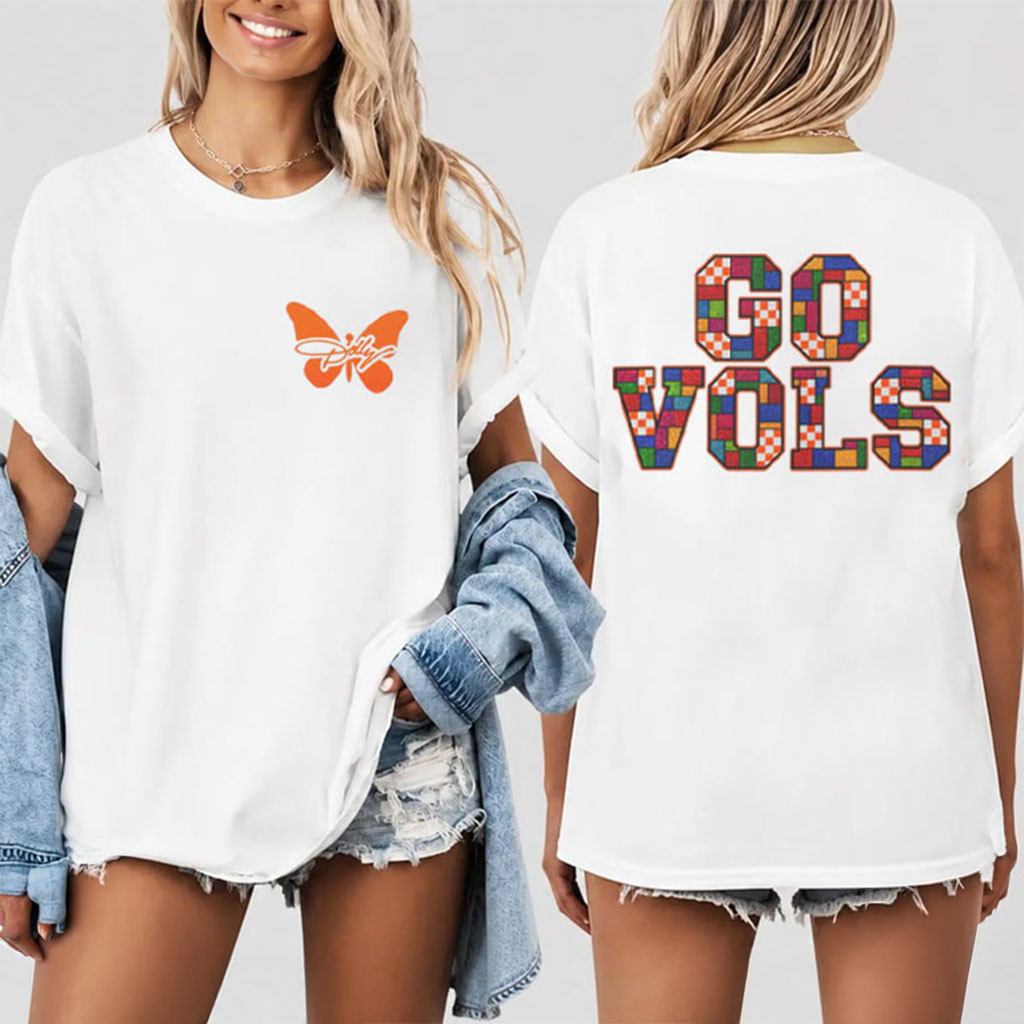Dolly Orange Butterfly Go Vols Mosaic Tennessee Vols T-Shirt Gift Ideas For Sisters