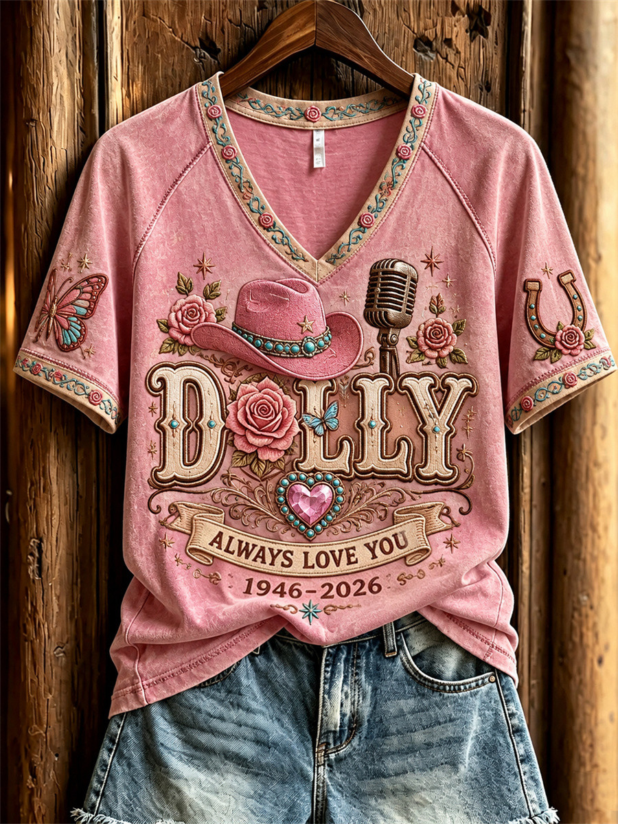 Dolly Parton 1946 2026 Always Love You V-Neck Shirt RIP Dolly Parton Memorial Merch Women's