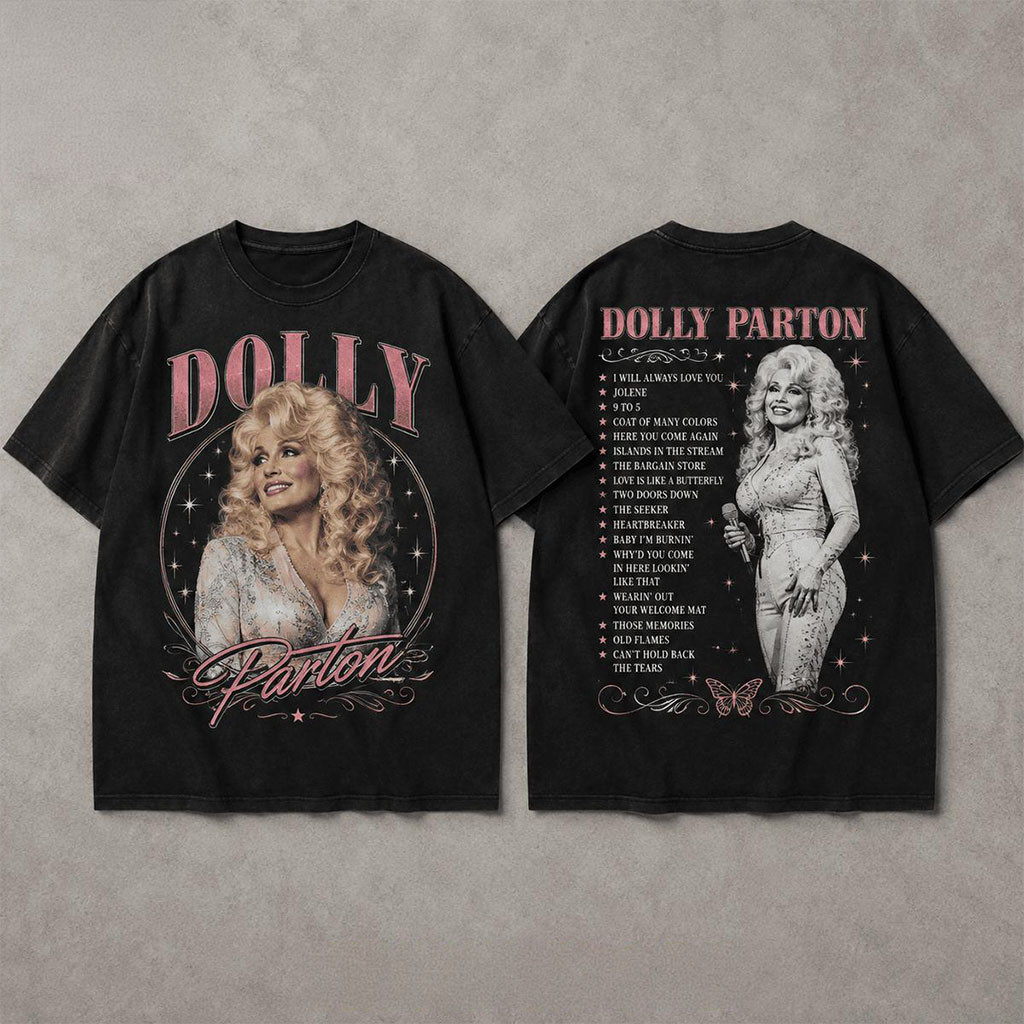 Dolly Parton 2026 Pink Song List The Memories Live On T-Shirt RIP Dolly Parton Merch Fan Gifts
