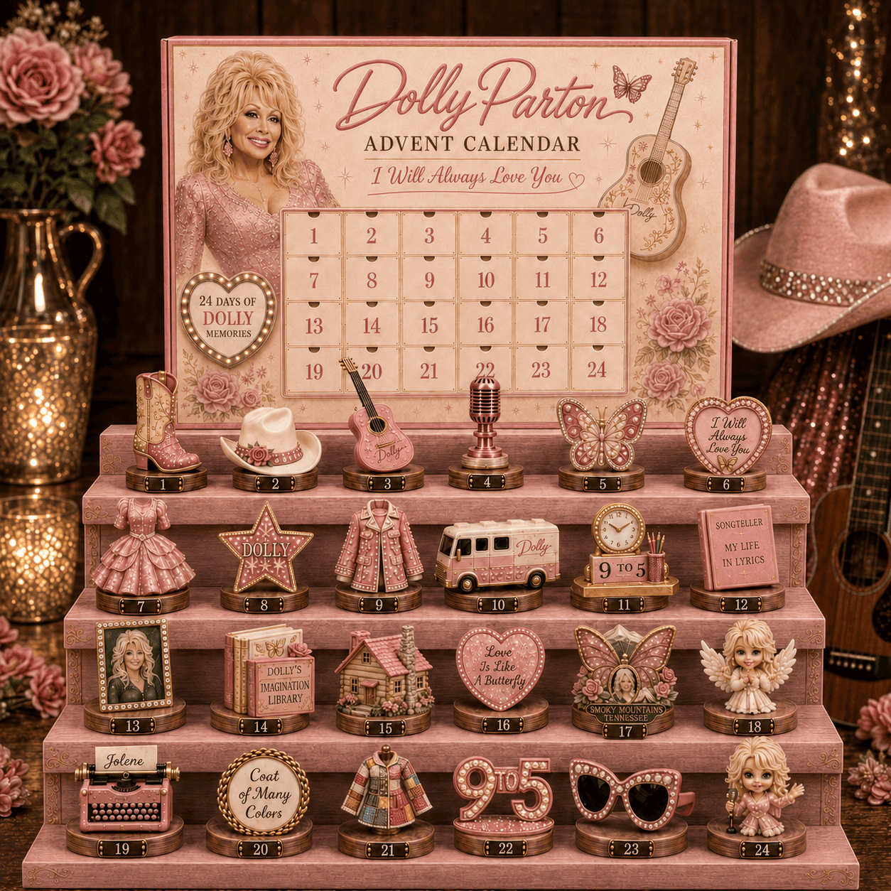 Dolly Parton Advent Calendar 24 Days Of Dolly Memories Christmas Countdown Gifts For Dolly Fans