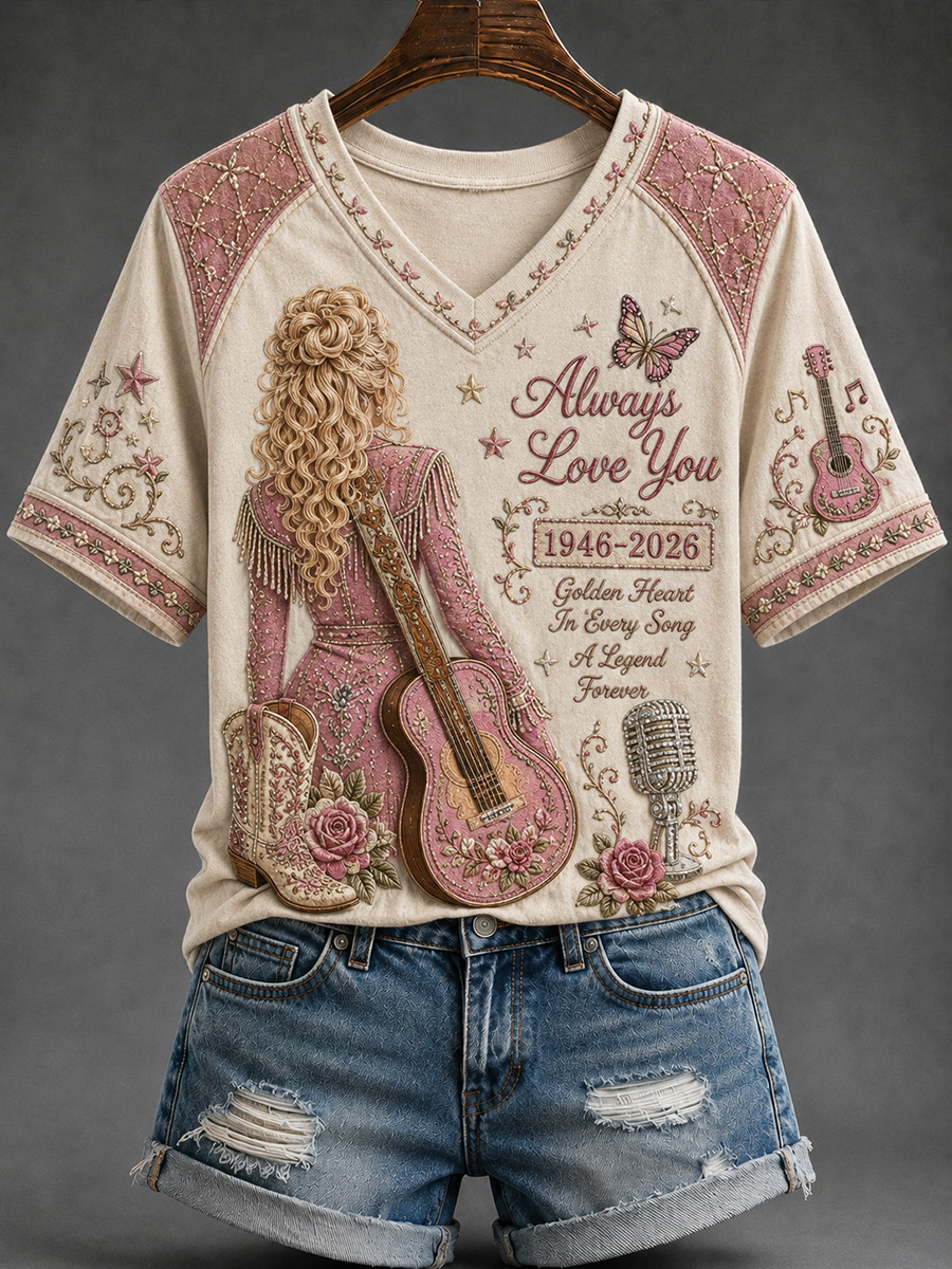 Dolly Parton Always Love You 1946 2026 V-Neck Shirt Golden Heart In Every Song A Legend Forever Dolly Parton Always Love You 1946 2026 V-Neck Shirt Golden Heart In Every Song A Legend Forever