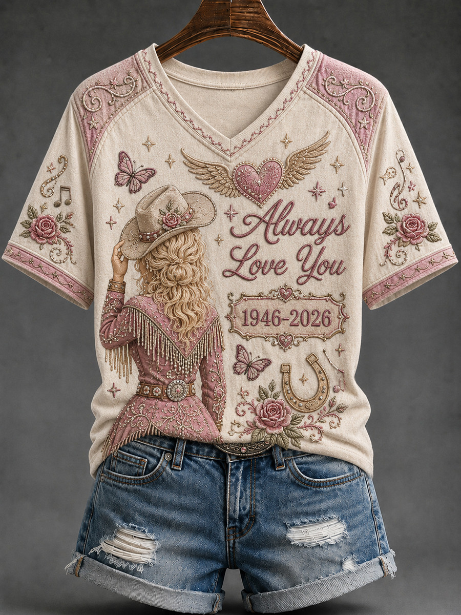 Dolly Parton Always Love You 1946 2026 V-Neck Shirt Rest In Peace Dolly Parton Merch Gifts