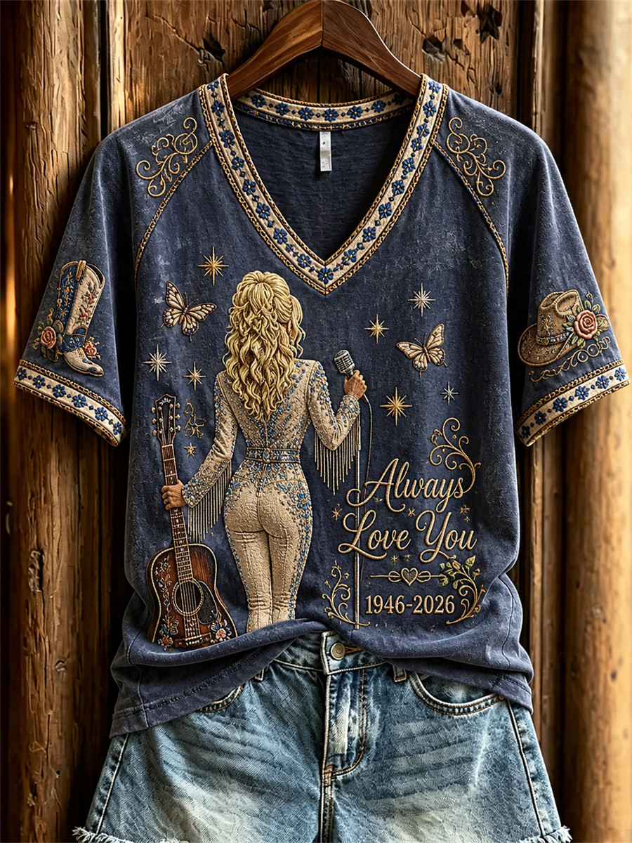 Dolly Parton Always Love You 1946 2026 V-Neck Shirt RIP Dolly Parton Memorial Merch Women's