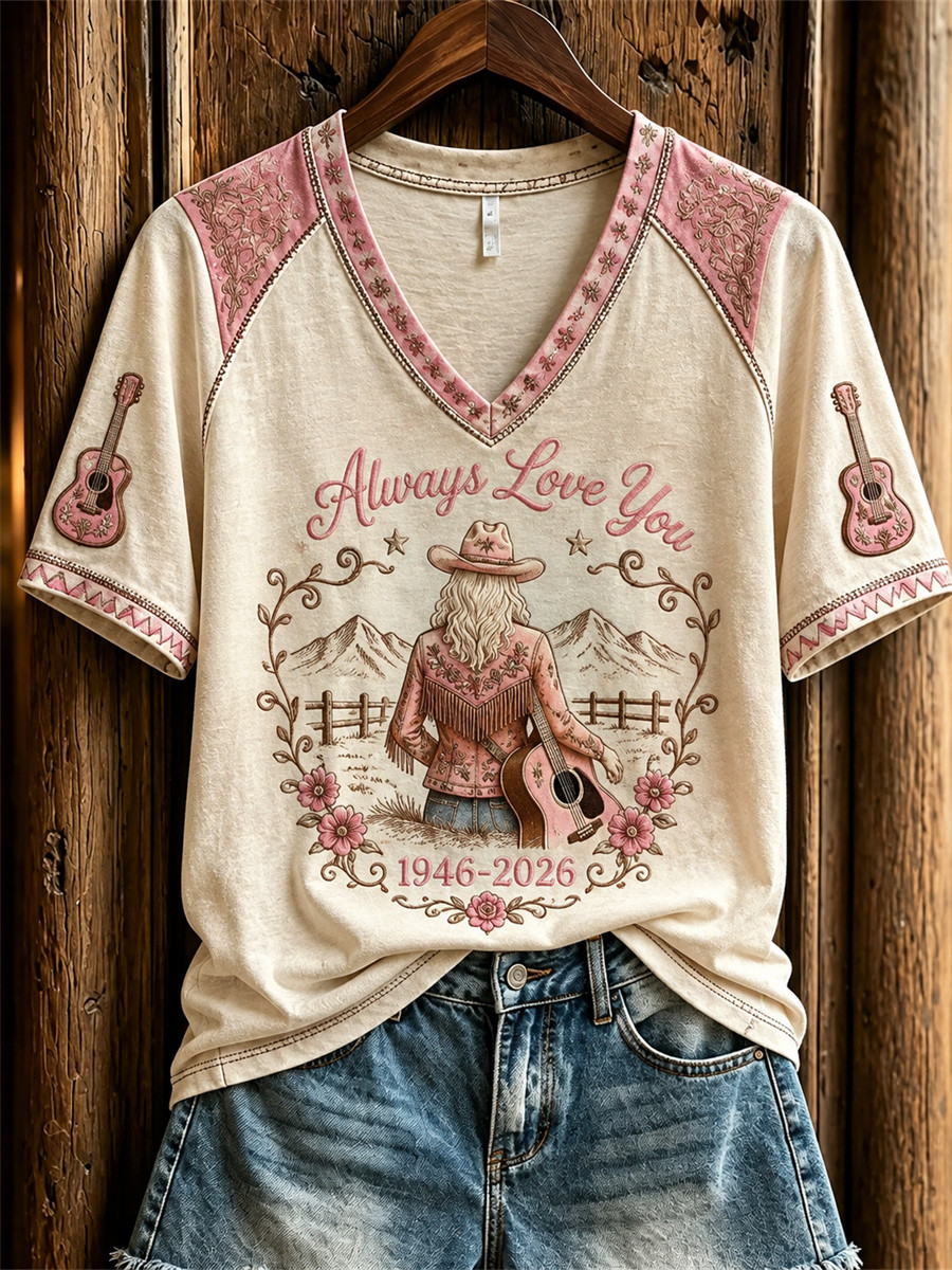 Dolly Parton Always Love You 1946 2026 V-Neck Shirt RIP Dolly Parton Merch Memorial Gifts