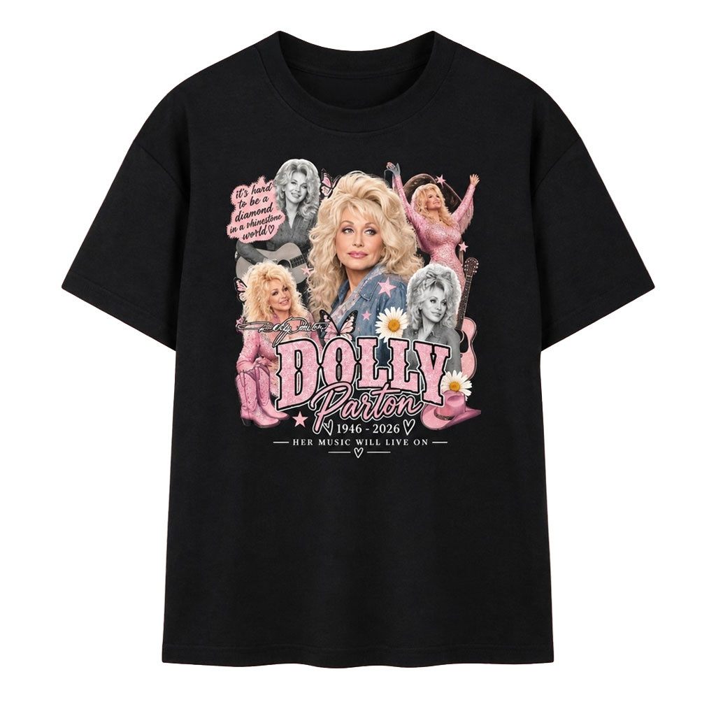 Dolly Parton Diamond In A Rhinestone World Vintage Graphic T-Shirt Memorial Dolly Parton Merch